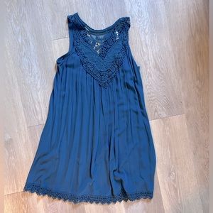 Xhileration Teal Blue Flowy Dress XS Crochet Detailing Target Fit And Flare